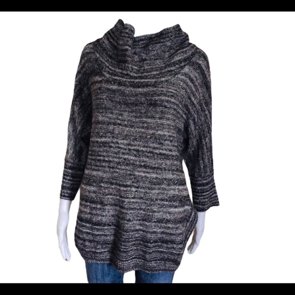 FIELD FLOWER (Anthropologie) SpaceDye Tunic With Draped Cowl Neck Grey Sz Small - Picture 3 of 14